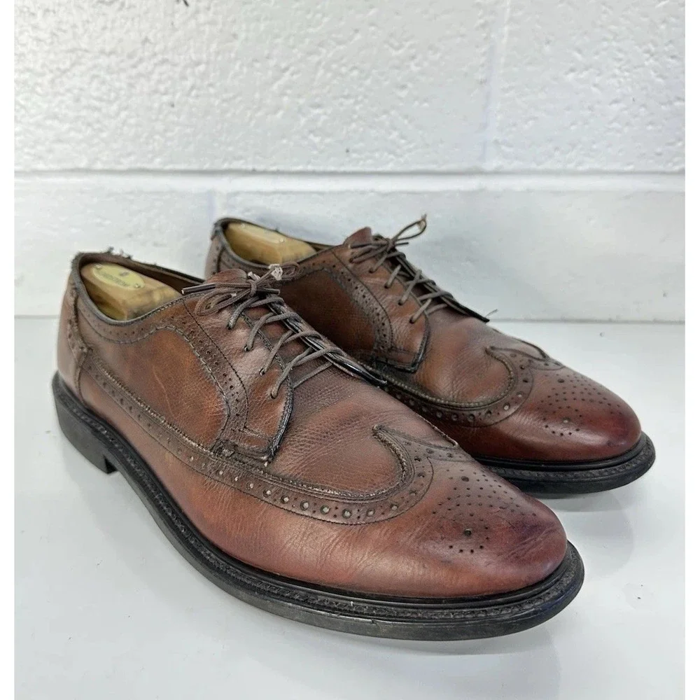 VTG 60s Pedwin Brown Leather Longwing Boucher‎ Gunboat Dress Shoes / Men's 10.5